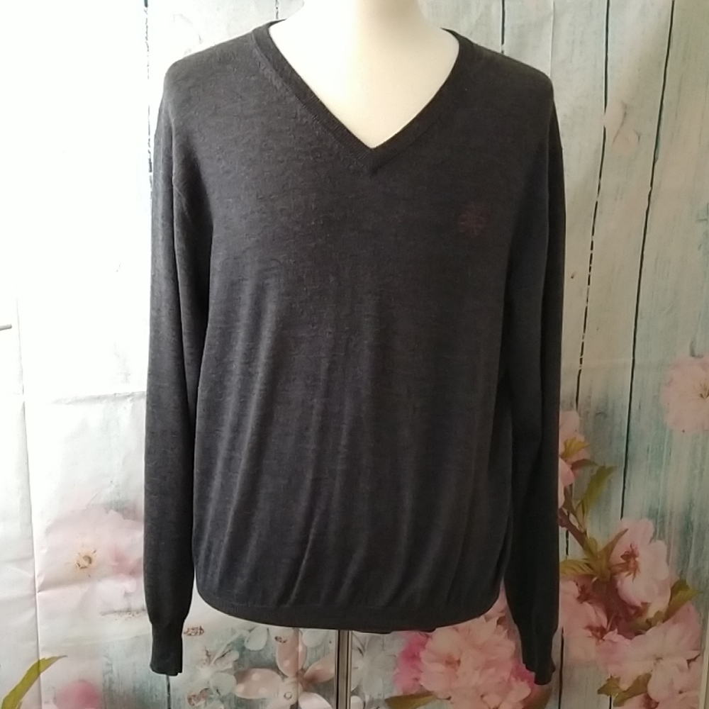 Peter Millar Men 100% Merino Wool Gray Sweater L